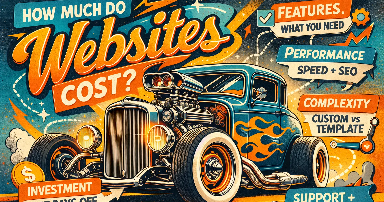 A hot rod car representing how much do websites cost